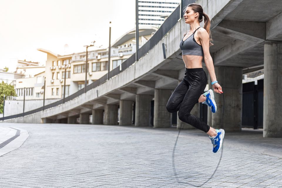 Woman jumping rope